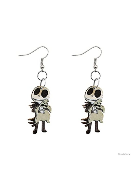 Jewelry - Wooden Halloween Dangle Earrings Ghost Pumpkin French Wire Lightweight